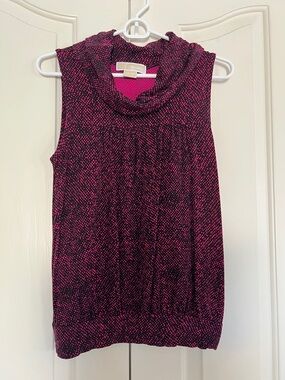 MICHAEL Michael Kors Black and Pink Cowl Neck Top
